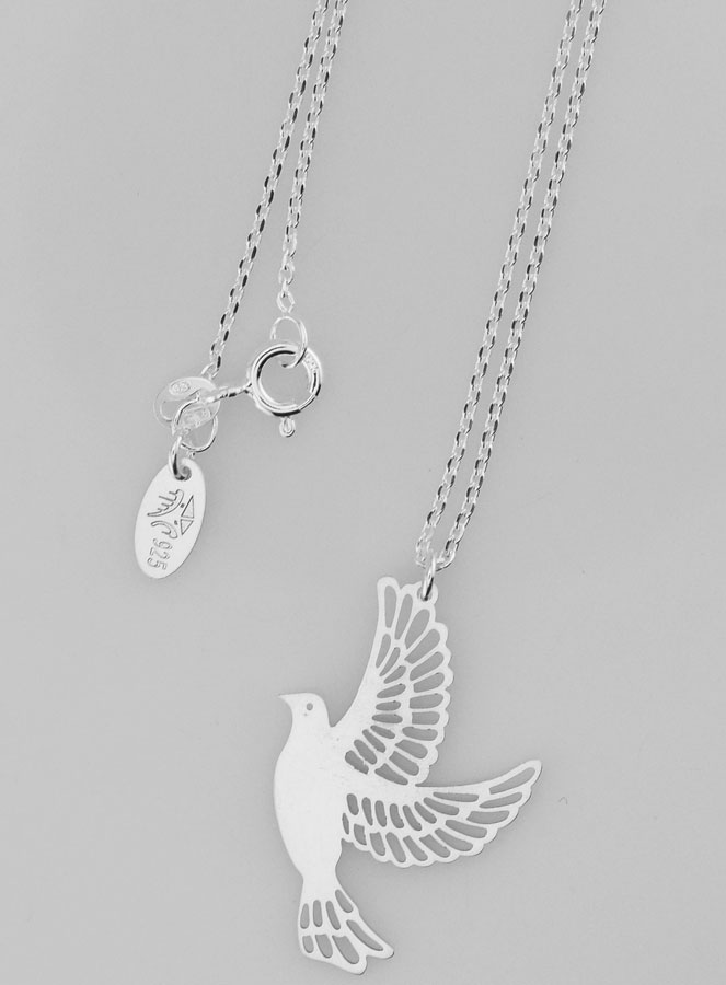 Collier Religieux Colombe Ajourée - Argent 925/1000 (pic 1)