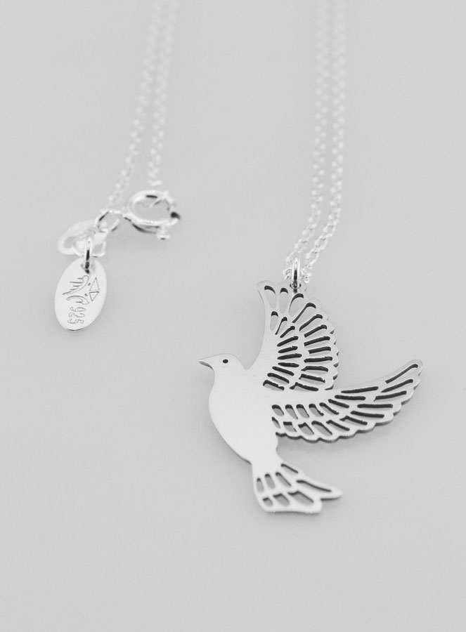 Collier Religieux Colombe Ajourée - Argent 925/1000 (pic 4)