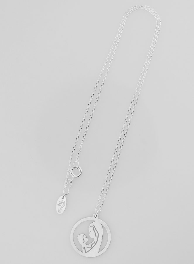 Collier Religieux Vierge à l'Enfant en Argent 20mm (pic 2)