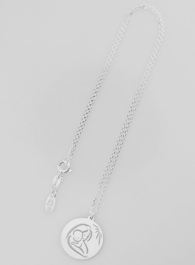 Collier Religieux Vierge à l'Enfant en Argent 20mm (pic 2)