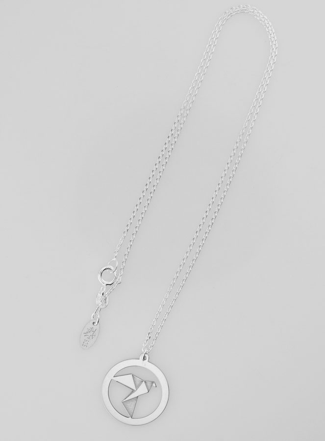 Collier Religieux Médaille Colombe Origami 20mm (pic 2)