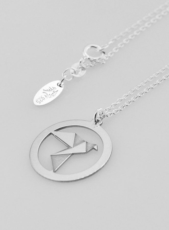 Collier Religieux Médaille Colombe Origami 20mm (pic 3)