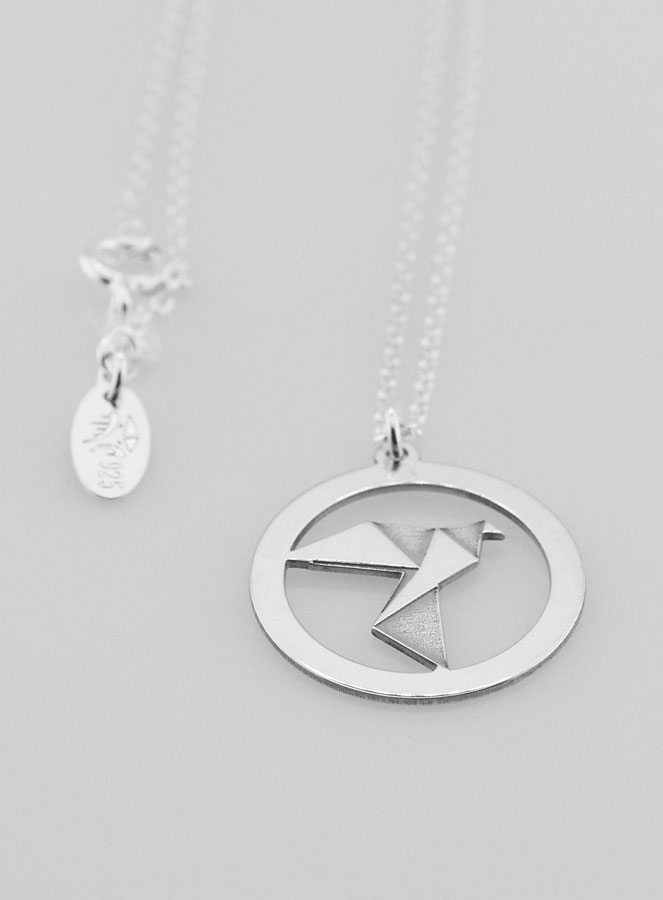 Collier Religieux Médaille Colombe Origami 20mm (pic 4)