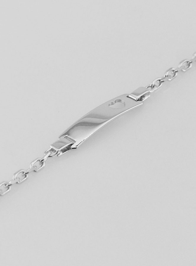 Gourmette Enfant en Argent Plaque Coeur - Maille 2,6mm (pic 1)