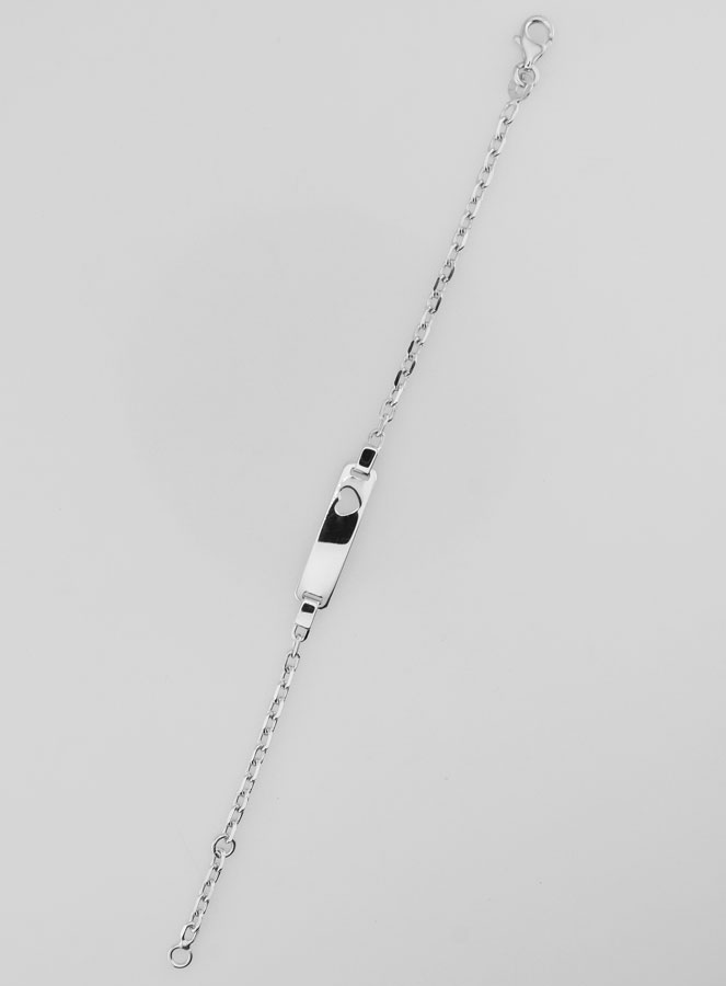 Gourmette Enfant en Argent Plaque Coeur - Maille 2,6mm (pic 2)