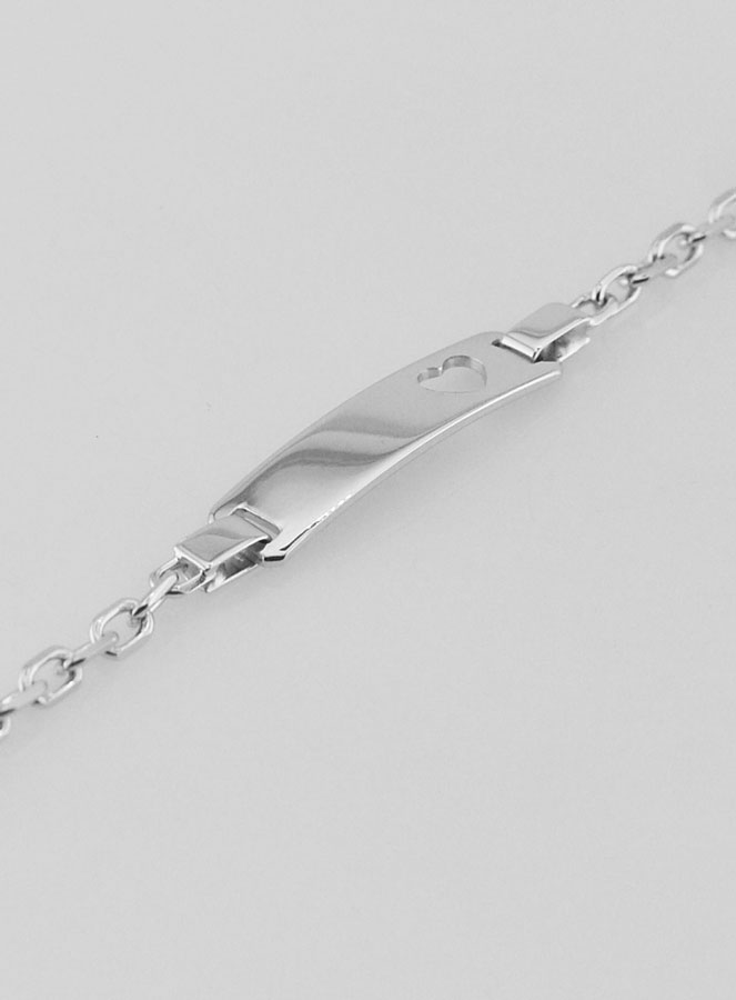 Gourmette de Baptême en Argent Plaque Coeur - Maille 2,6mm (pic 1)