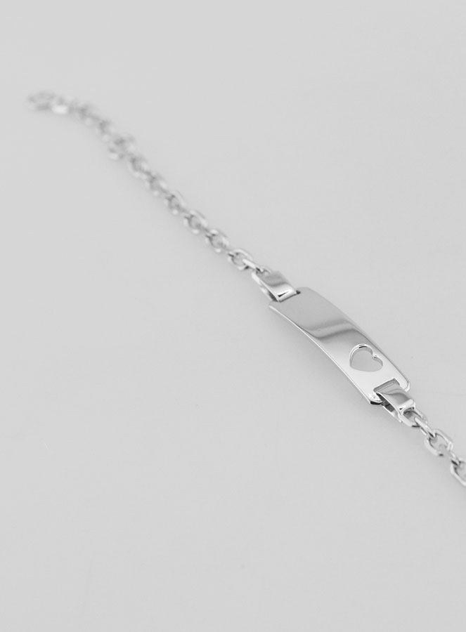 Gourmette de Baptême en Argent Plaque Coeur - Maille 2,6mm (pic 3)