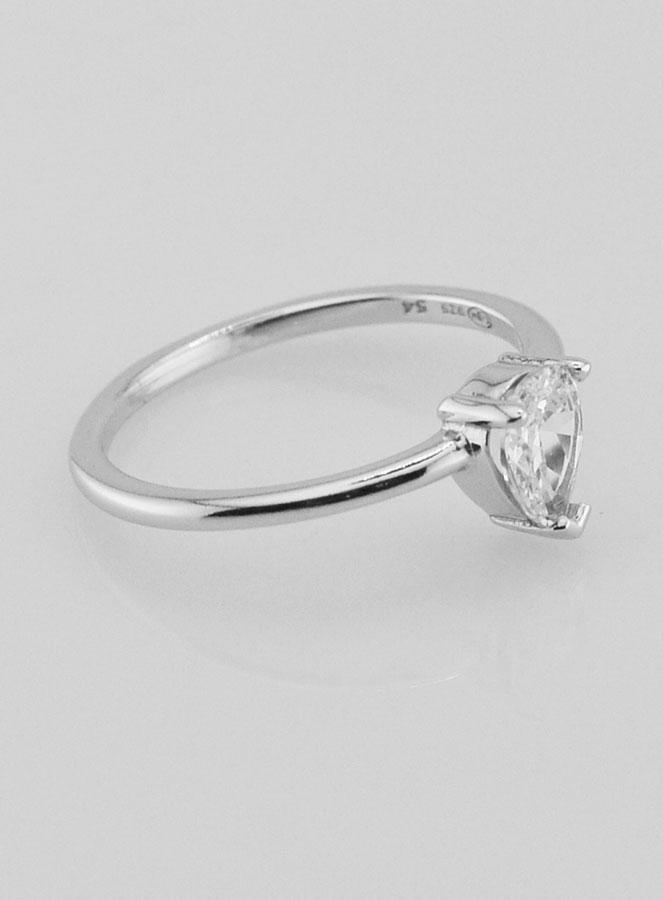 Bague Solitaire Goutte Argent et Zircon - T54 (pic 3)