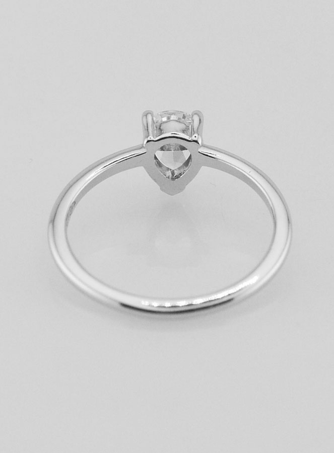 Bague Solitaire Goutte Argent et Zircon - T54 (pic 4)