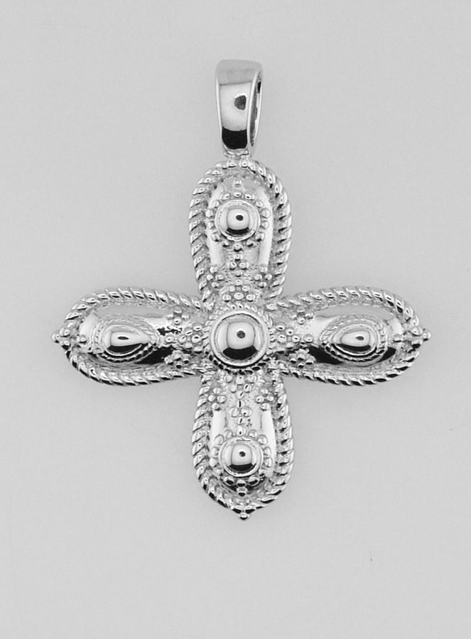 Pendentif Croix Carrée Relief Baroque - 2cm (pic 1)