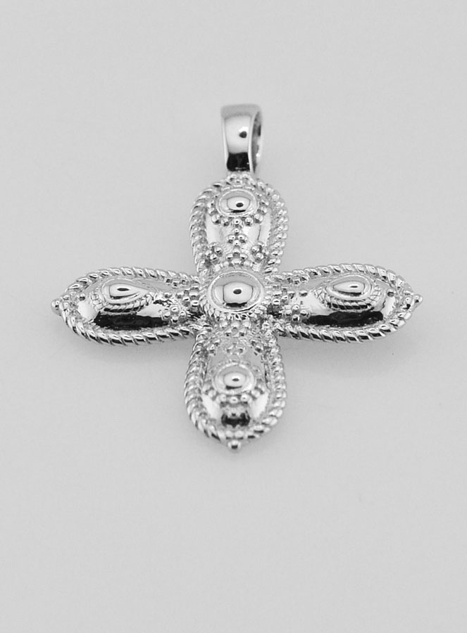 Pendentif Croix Carrée Relief Baroque - 2cm (pic 2)
