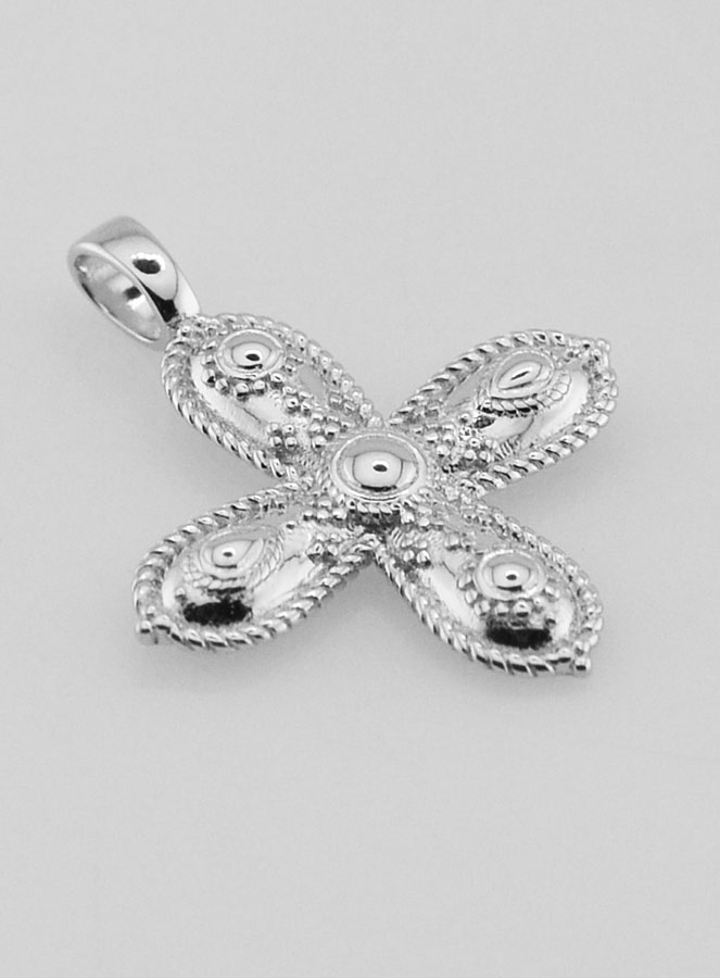 Pendentif Croix Carrée Relief Baroque - 2cm (pic 3)