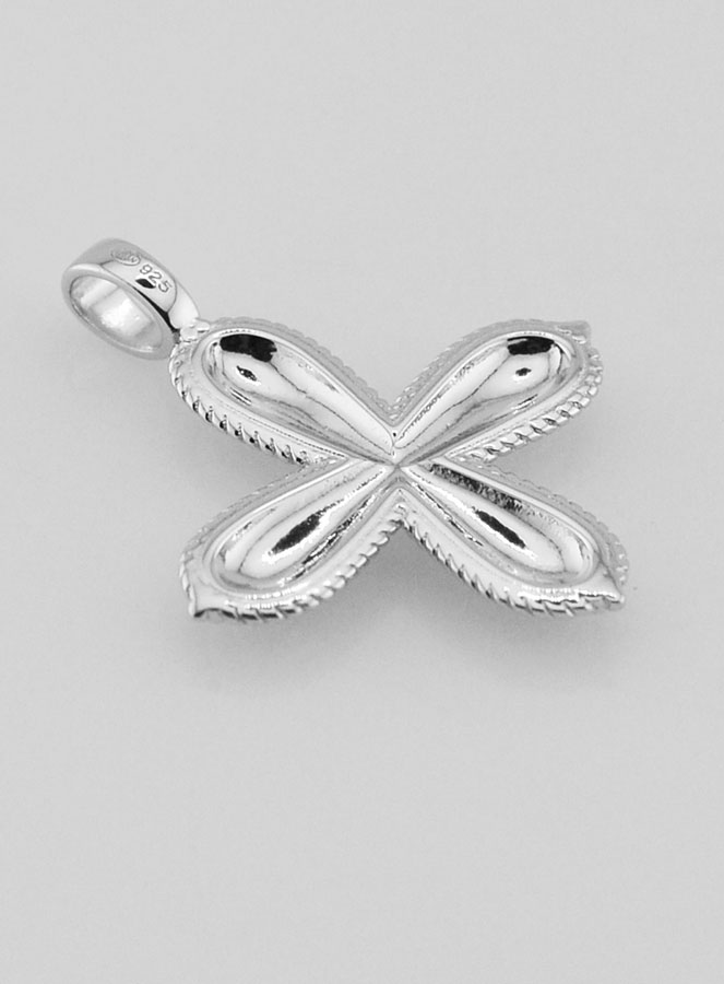 Pendentif Croix Carrée Relief Baroque - 2cm (pic 4)
