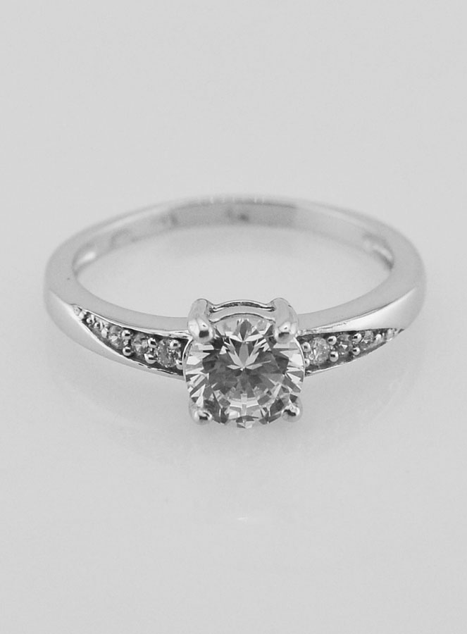 Bague Solitaire Argent et Zircon - T54 (pic 1)