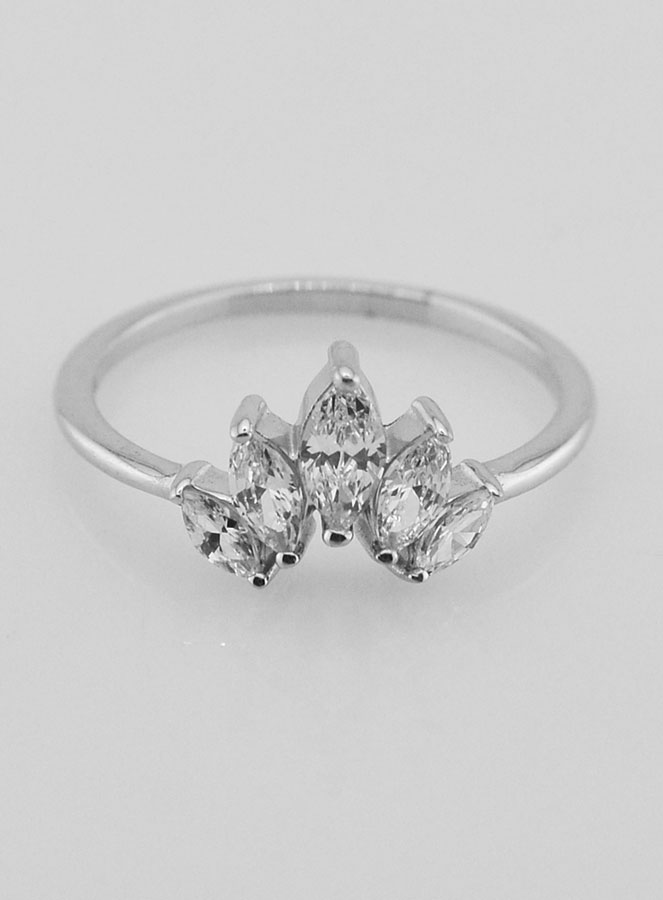 Bague Couronne Argent et Zircons - T54 (pic 1)