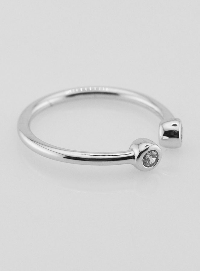 Bague Anneau Ouvert en Argent et Zircons - T54 (pic 3)
