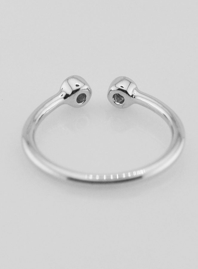 Bague Anneau Ouvert en Argent et Zircons - T54 (pic 4)