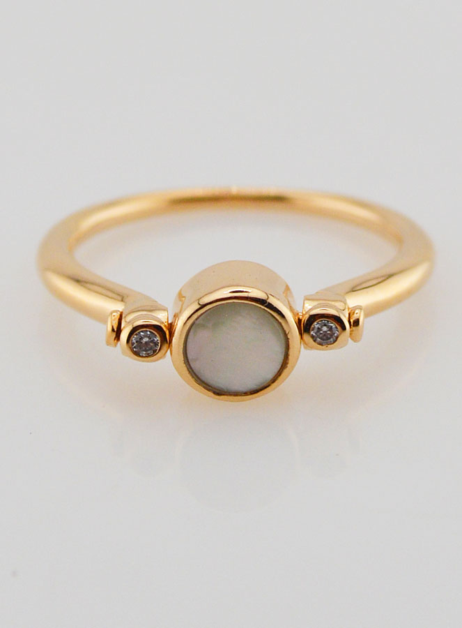 Bague en Plaqué Or Solitaire Double Face - T56 (pic 1)