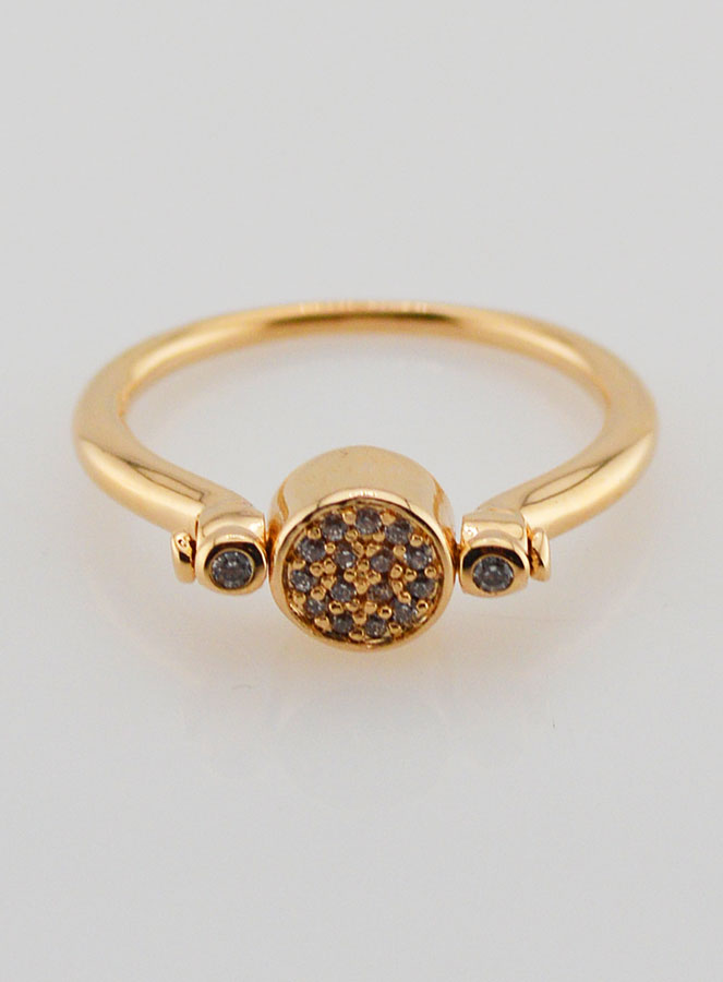 Bague en Plaqué Or Solitaire Double Face - T56 (pic 2)
