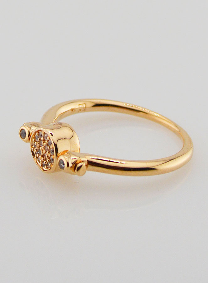 Bague en Plaqué Or Solitaire Double Face - T56 (pic 3)