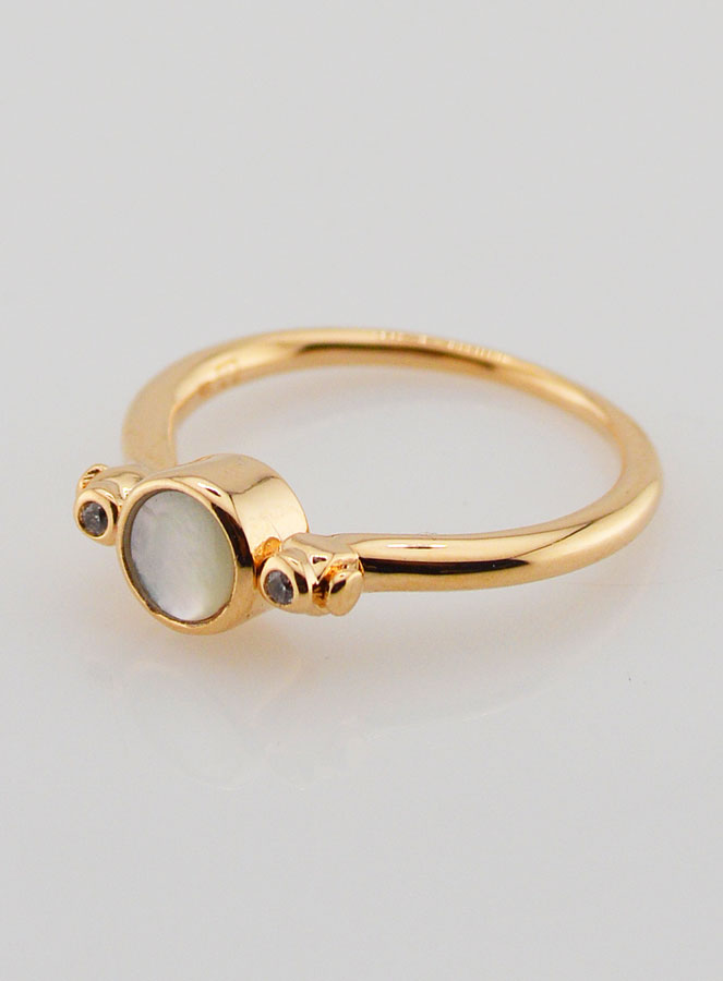 Bague en Plaqué Or Solitaire Double Face - T56 (pic 4)