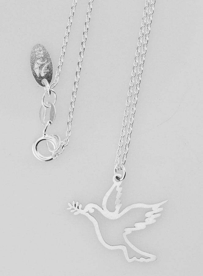 Collier Religieux Colombe Contour - Argent 925/1000 (pic 1)