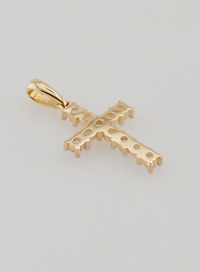 Pendentif Croix en Or 9k & Zirconiums - 15mm (pic 4)