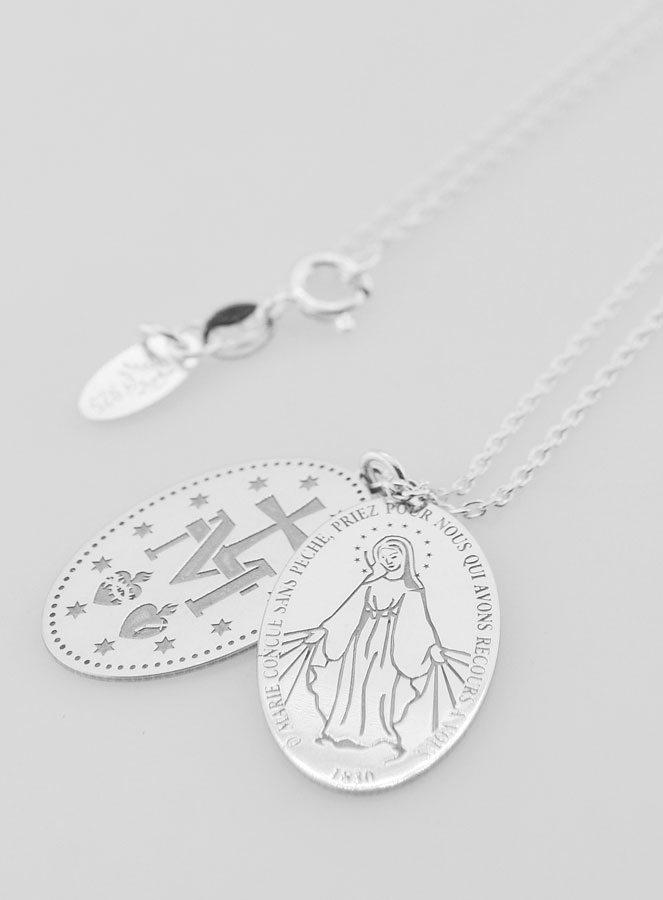 Médaille Miraculeuse 2 Plaques Avec Chaîne - Argent 925 (pic 1)