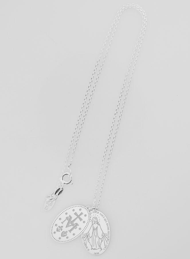 Médaille Miraculeuse 2 Plaques Avec Chaîne - Argent 925 (pic 2)