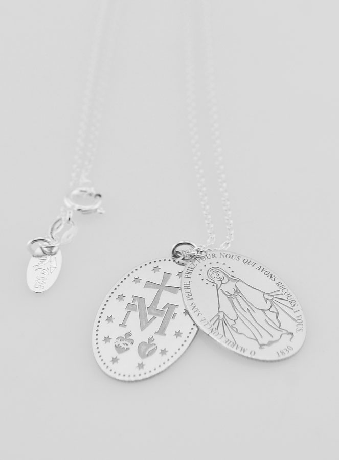 Médaille Miraculeuse 2 Plaques Avec Chaîne - Argent 925 (pic 3)