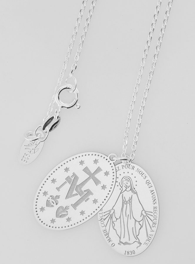 Médaille Miraculeuse 2 Plaques Avec Chaîne - Argent 925 (pic 4)