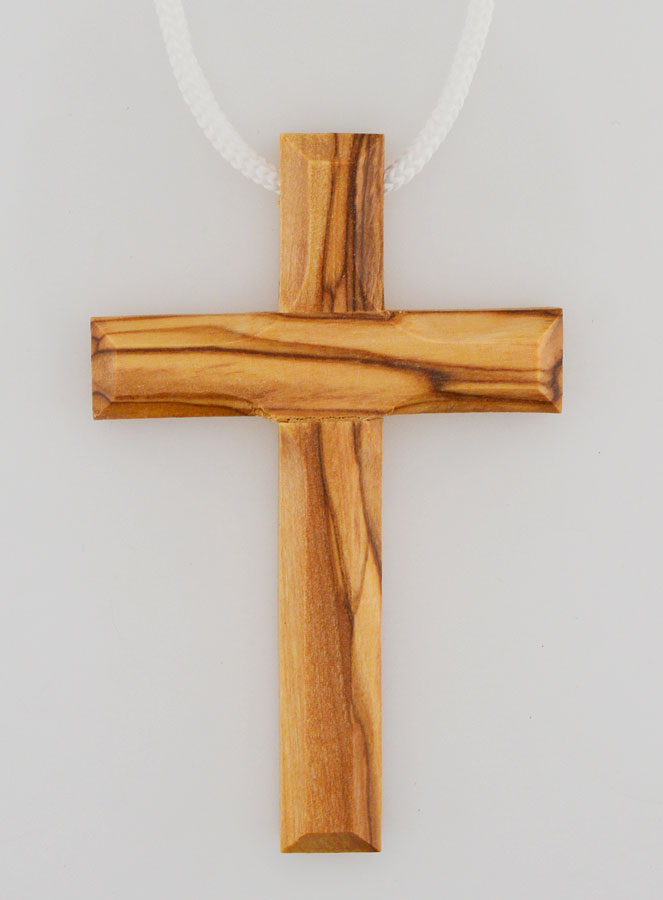 Croix d'Aube de Communion en Bois d'Olivier avec Cordon 7 cm (pic 1)