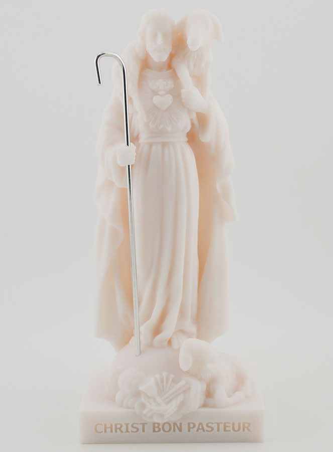 Statue Religieuse Christ bon Pasteur en Albâtre - 17cm (pic 1)