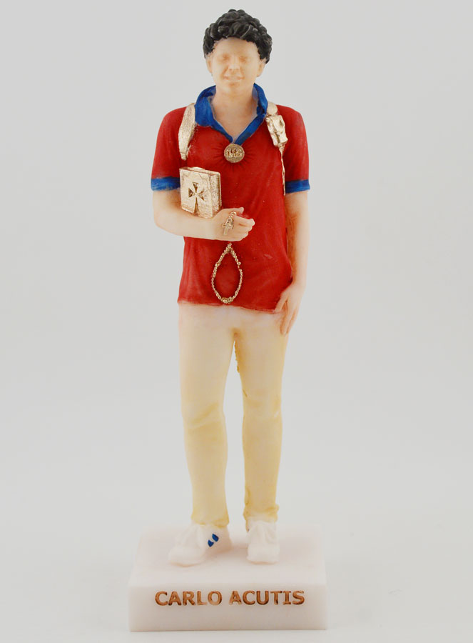 Statue en Albâtre Coloré 15cm - Carlo Acutis (pic 1)