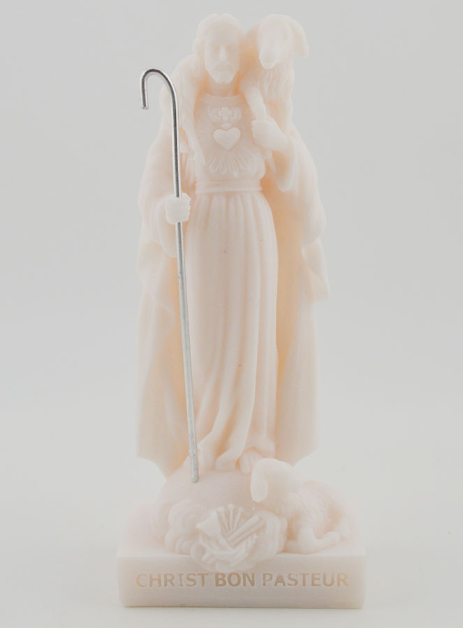 Statue Religieuse Christ bon Pasteur en Albâtre - 12cm (pic 1)