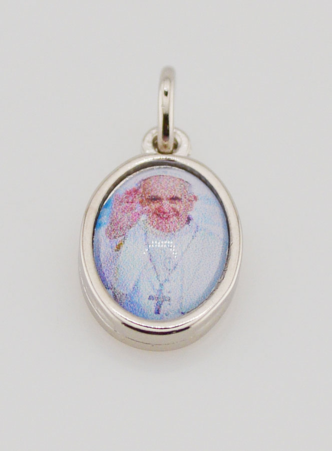 Médaille Pape François Argentée - 15mm (pic 2)