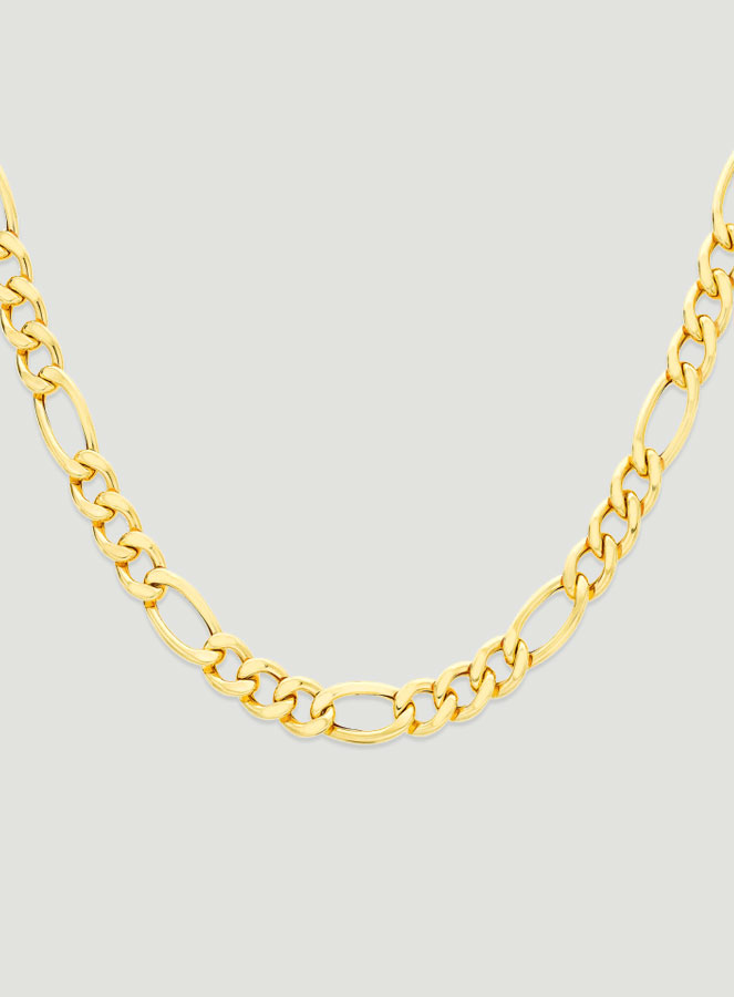 Chaîne 50cm Maille Gourmette Ovale Alternée 2.4mm - Or 9k (pic 1)