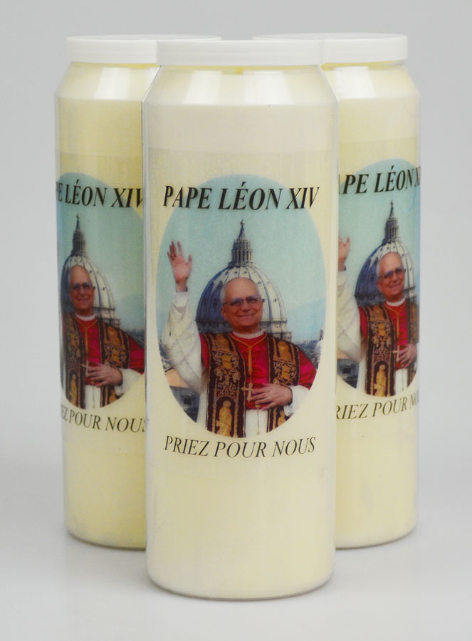Lot de 3 Bougies de Neuvaine au Pape Léon XIV (pic 1)
