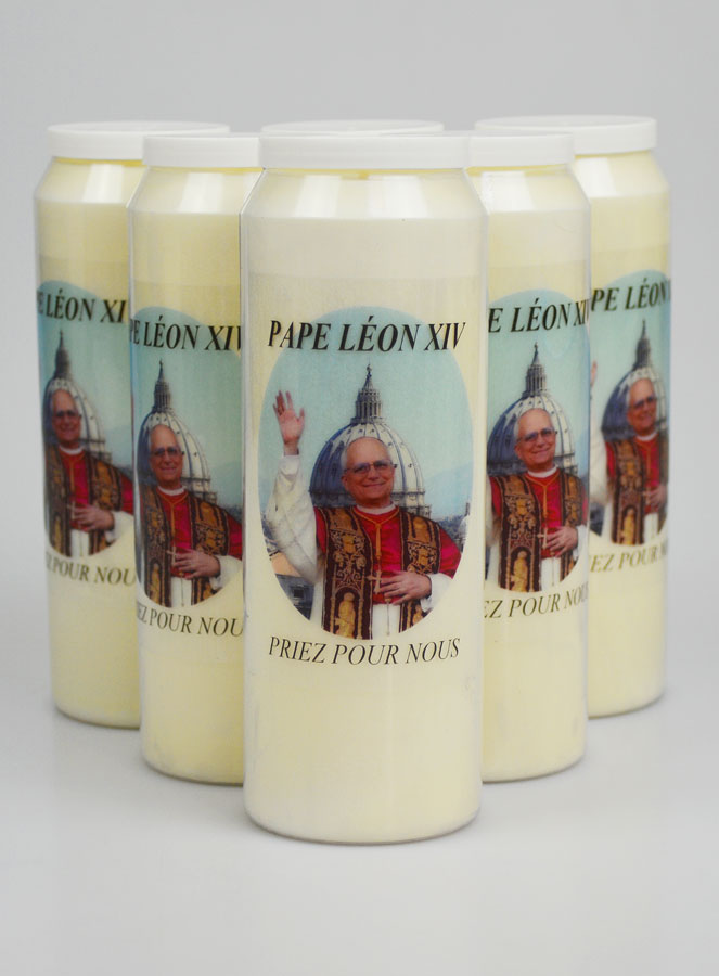 Lot de 6 Bougies de Neuvaine au Pape Léon XIV (pic 1)