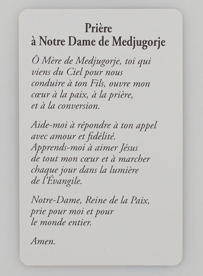 Carte de Prière à Notre Dame de Medjugorje (pic 2)