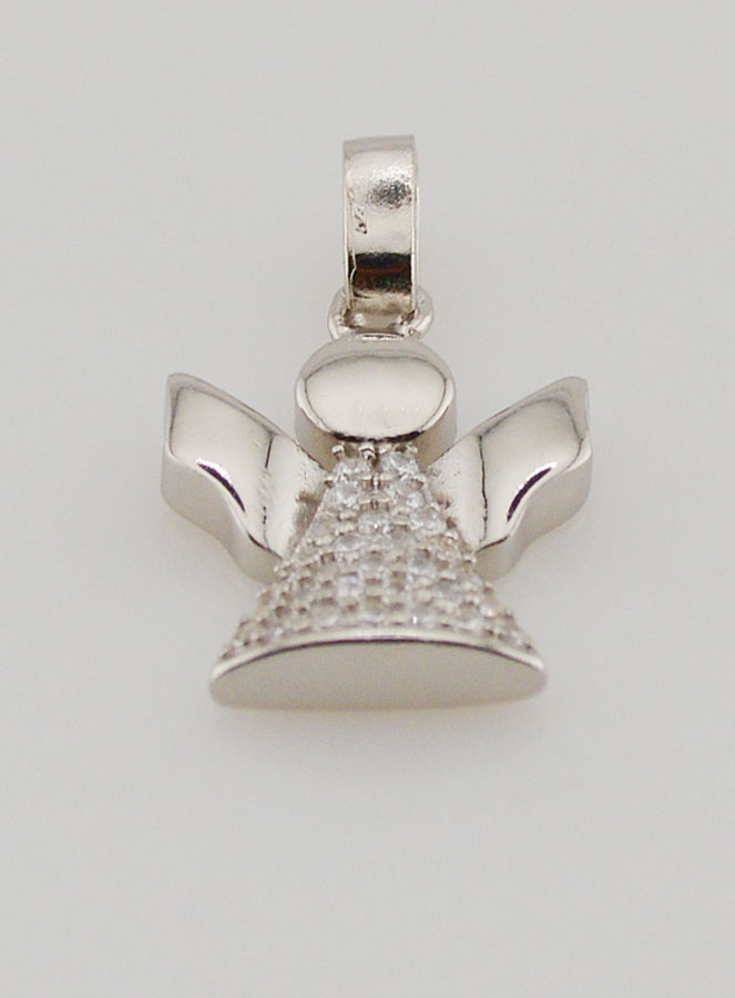 Pendentif Ange-Gardien en Argent et Zirconiums - 15 mm (pic 2)