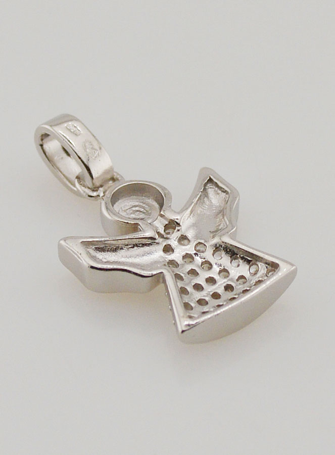 Pendentif Ange-Gardien en Argent et Zirconiums - 15 mm (pic 4)