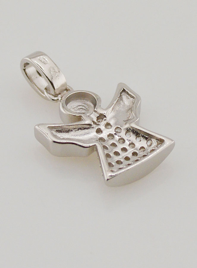 Médaille de Baptême Ange-Gardien Argent et Zircons - 15 mm (pic 4)
