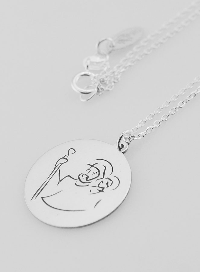 Collier Religieux Saint Christophe Gravé - 20mm (pic 1)