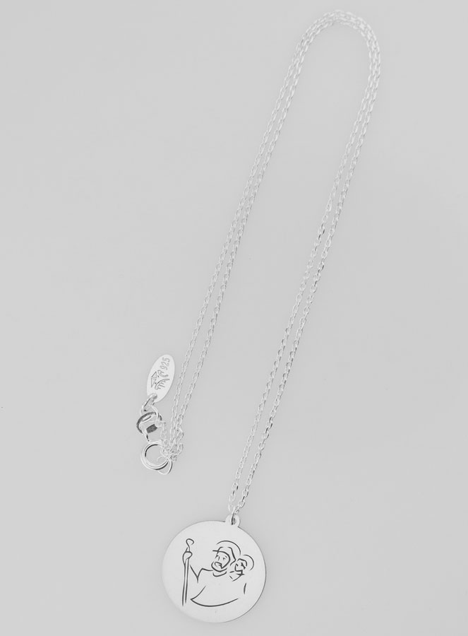 Collier Religieux Saint Christophe Gravé - 20mm (pic 2)