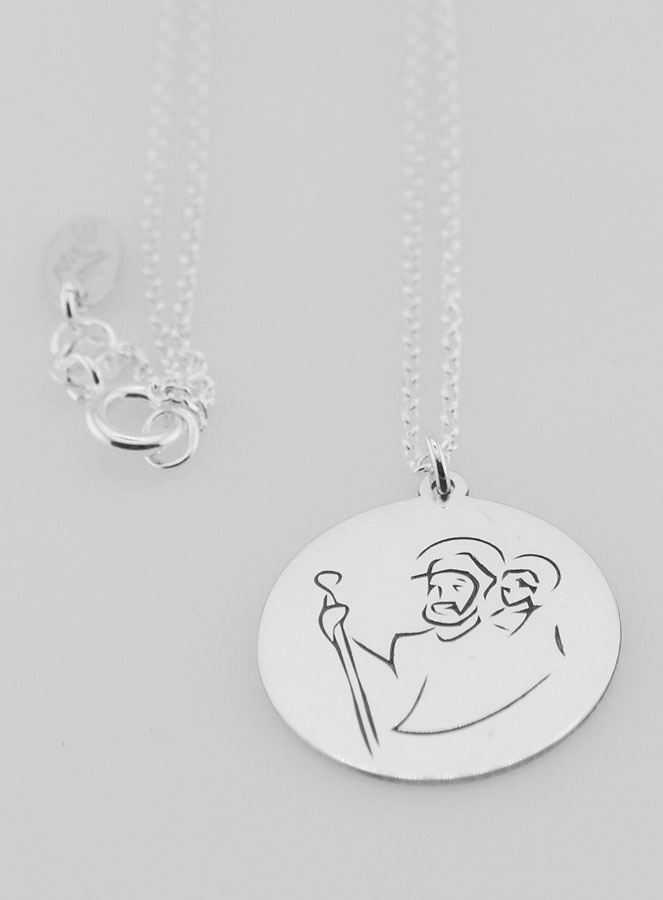 Collier Religieux Saint Christophe Gravé - 20mm (pic 3)