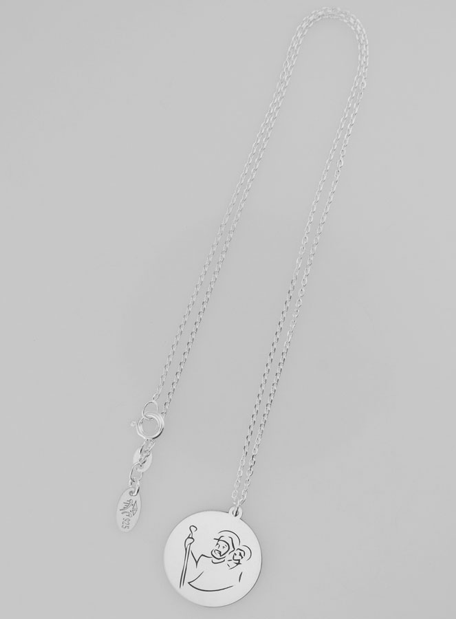 Médaille + Chaîne Argent - Saint Christophe 20mm (pic 2)