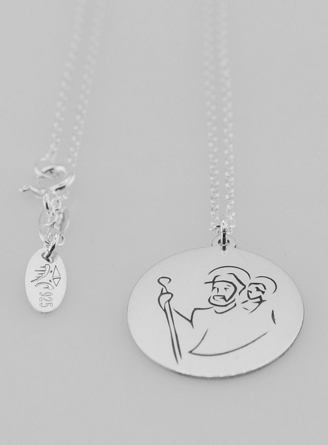 Médaille + Chaîne Argent - Saint Christophe 20mm (pic 3)