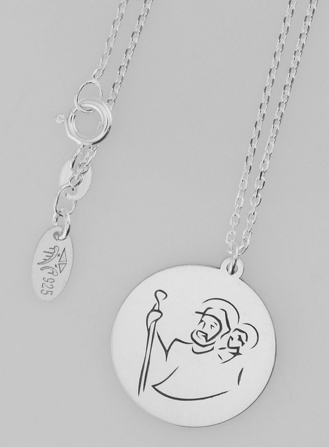Médaille + Chaîne Argent - Saint Christophe 20mm (pic 4)