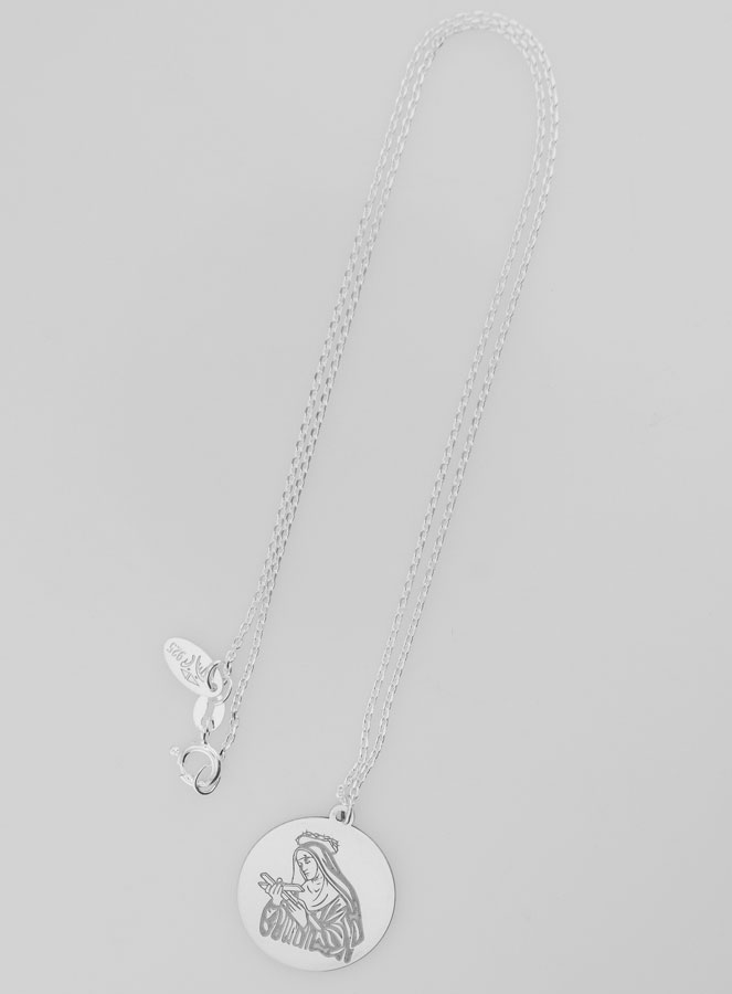 Collier Religieux Sainte Rita en Argent - 20mm (pic 2)
